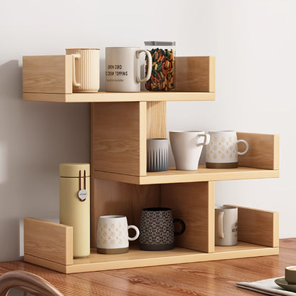 1pc Wooden Layered Artistic Desktop Bookshelf, Simple Desktop Storage Rack, Office Bookshelf, Decorative Rack Suitable for Offices, Bedrooms And Studies