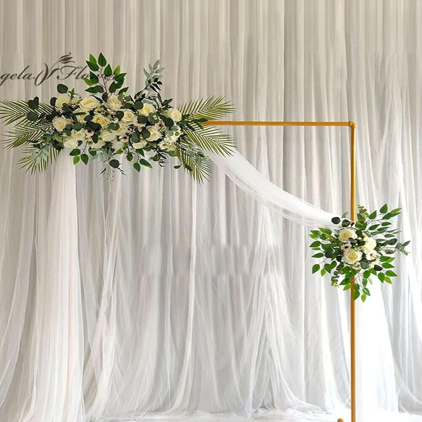 Rectangle Wedding Arch Stand 2x2M Iron Rectangle Backdrop Stand Metal Garden Arch Arbour Climbing Plants Roses for Wedding Ceremony Party Decoration
