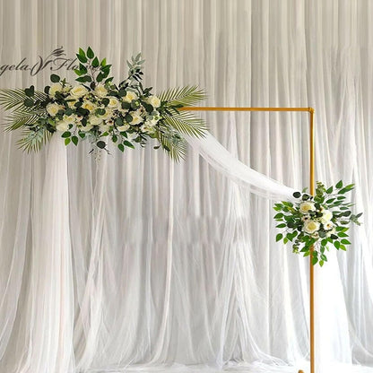 Rectangle Wedding Arch Stand 2x2M Iron Rectangle Backdrop Stand Metal Garden Arch Arbour Climbing Plants Roses for Wedding Ceremony Party Decoration
