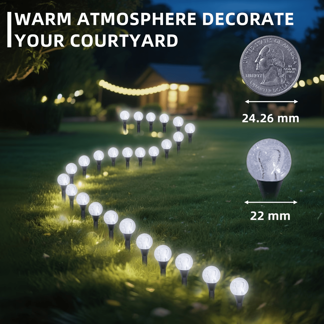 20pcs Solar Garden Crystal Lights, Outdoor Lawn Lights with 8 Lighting Modes, Daytime Auto-Off And Night-On for Summer, Camping, Christmas, Wedding, Party, Birthday Pathway Decorations