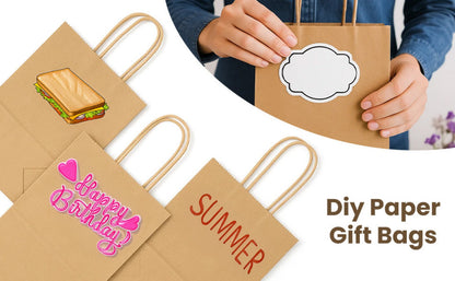 Kraft Paper Gift Bags with Handles 100 Pack – Thick Brown, Black & White Party Bags for Christmas, Weddings, Birthdays, Retail & Gift Wrapping UK