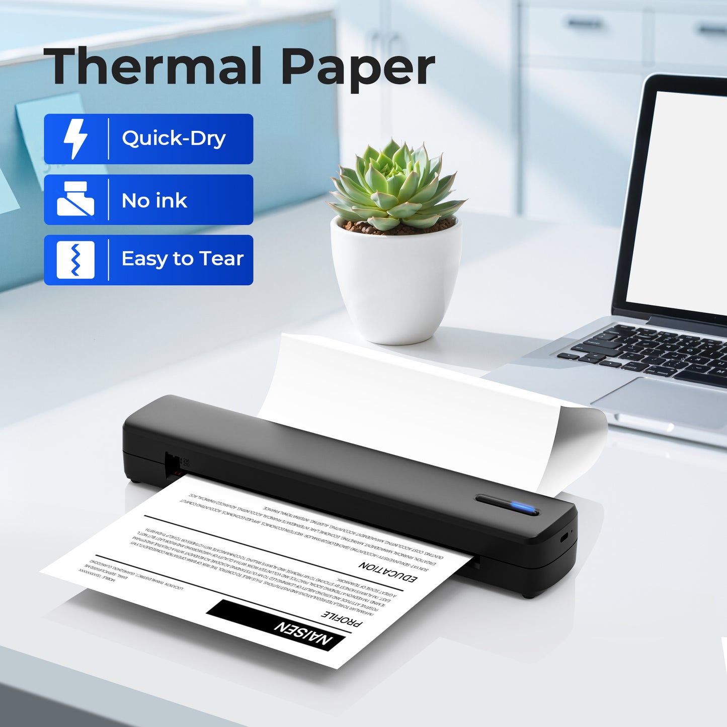 100-Sheet A4 Thermal Paper/200-Sheet A4 Thermal Paper, 8.5*11 Inches, A4-Size Sheet Thermal Paper, Multi-Purpose Thermal Paper Compatible with Portable D810B Thermal Printers for Office Contracts, Resumes, Agreements And Homework