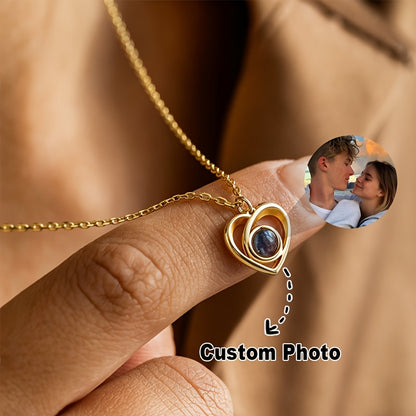 Stainless Steel Custom Photo Necklace 304 304 304 304 Personalized Heart Projection Pendant Daily Wear Unisex Couple Necklaces Anniversary Gift for Her Luxury Wedding Jewelry Birthday Gift for Boyfriend Graduation Valentine's Day