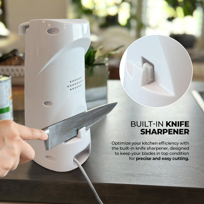Schallen Electric Can Opener Automatic 3-in-1 Kitchen Appliance with Hands-Free Can Opening, Built-In Bottle Opener & Knife Sharpener | Electric Tin Opener for Easy Opening Cans, Jars, and Bottles | Hidden Power Cord Storage | Stainless Steel Durable Kitc