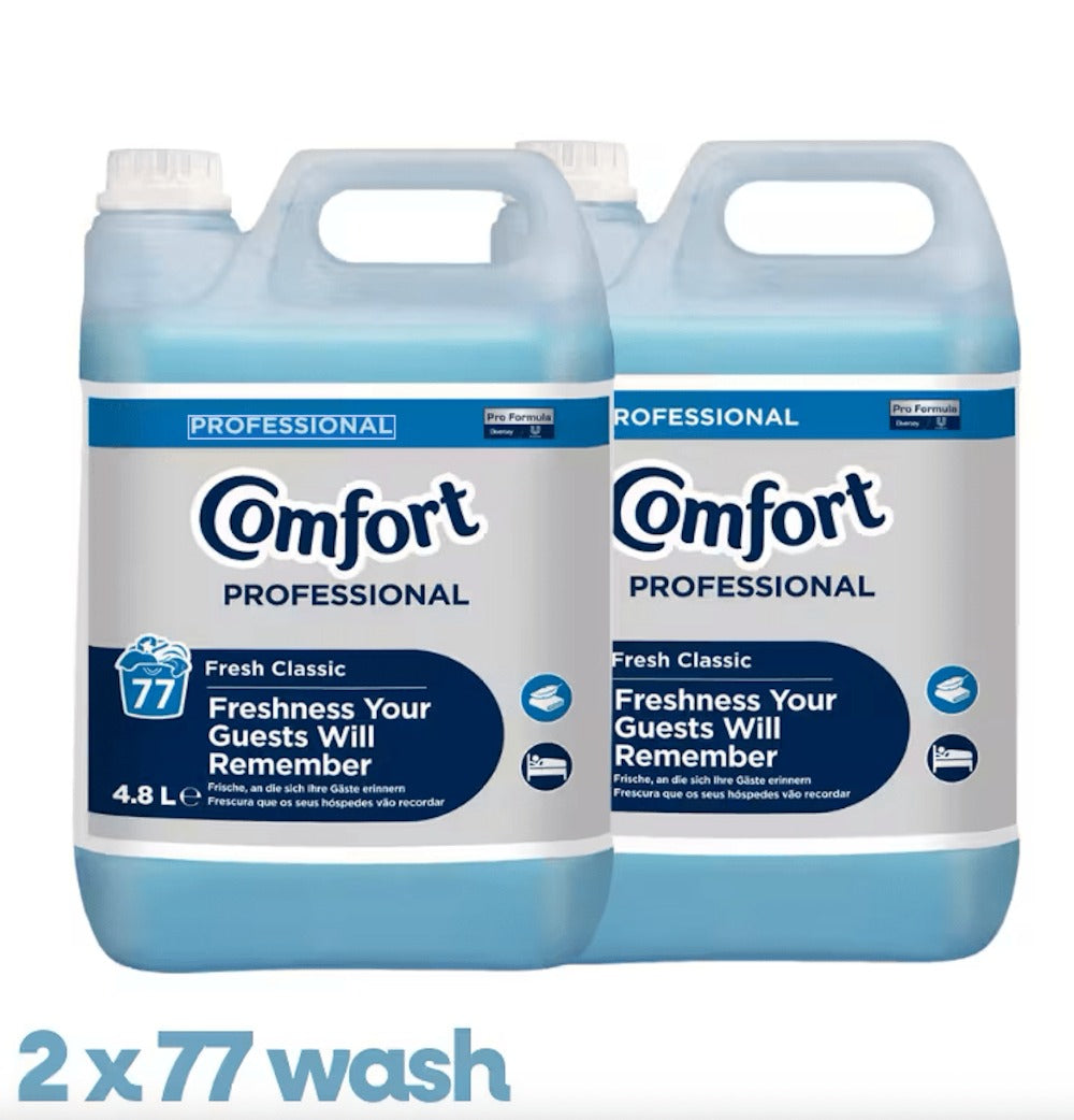 Comfort Professional Fabric Softener Fresh Classic 2 x 4.8L – 154 Washes Bulk Buy Fabric Conditioner | Softens, Protects Colour & Speeds Drying, Ideal for Home & Business Laundry