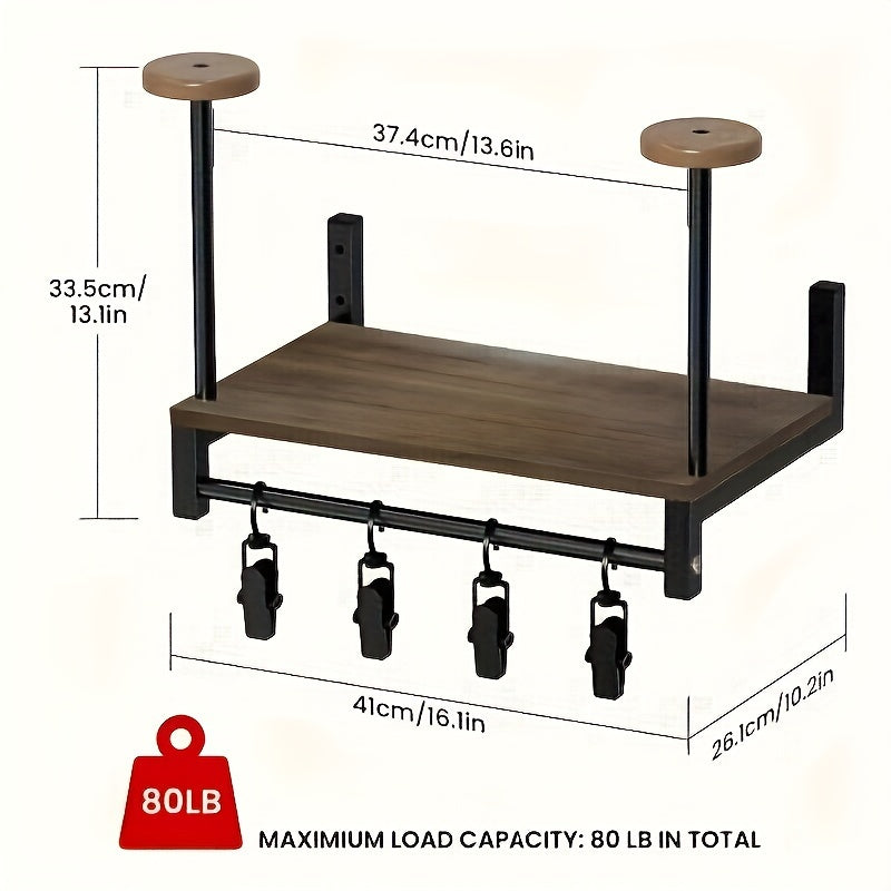 [Wooden Display Rack] Durable Wooden Wall-Mounted Motorcycle Helmet & Gear Display Rack with Key Holder*1 And Hooks
