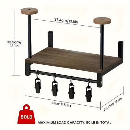 [Wooden Display Rack] Durable Wooden Wall-Mounted Motorcycle Helmet & Gear Display Rack with Key Holder*1 And Hooks