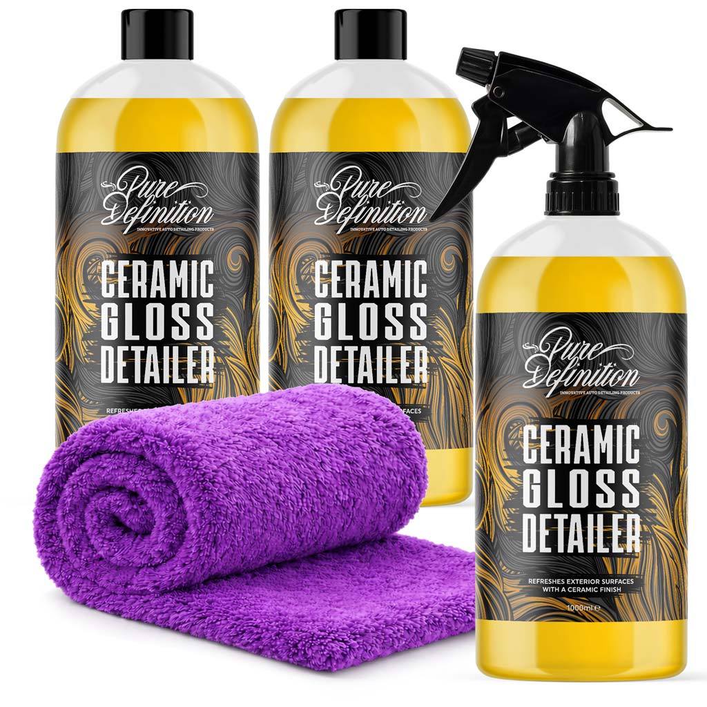 Ceramic Gloss Detailer - Car Detailing Spray Sealant & Coating For Vehicle Paintwork + Edgeless Microfibre Towel - Si02 Ceramic Technology - Pure Definition