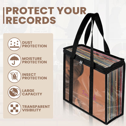 Clear PVC Zippered Media Storage Case - Durable & Protective for CDs, Blu-ray Discs, Movies, VHS Tapes, Video Games, Books, Music - Dust & Moisture Resistant Organizer, Trunks