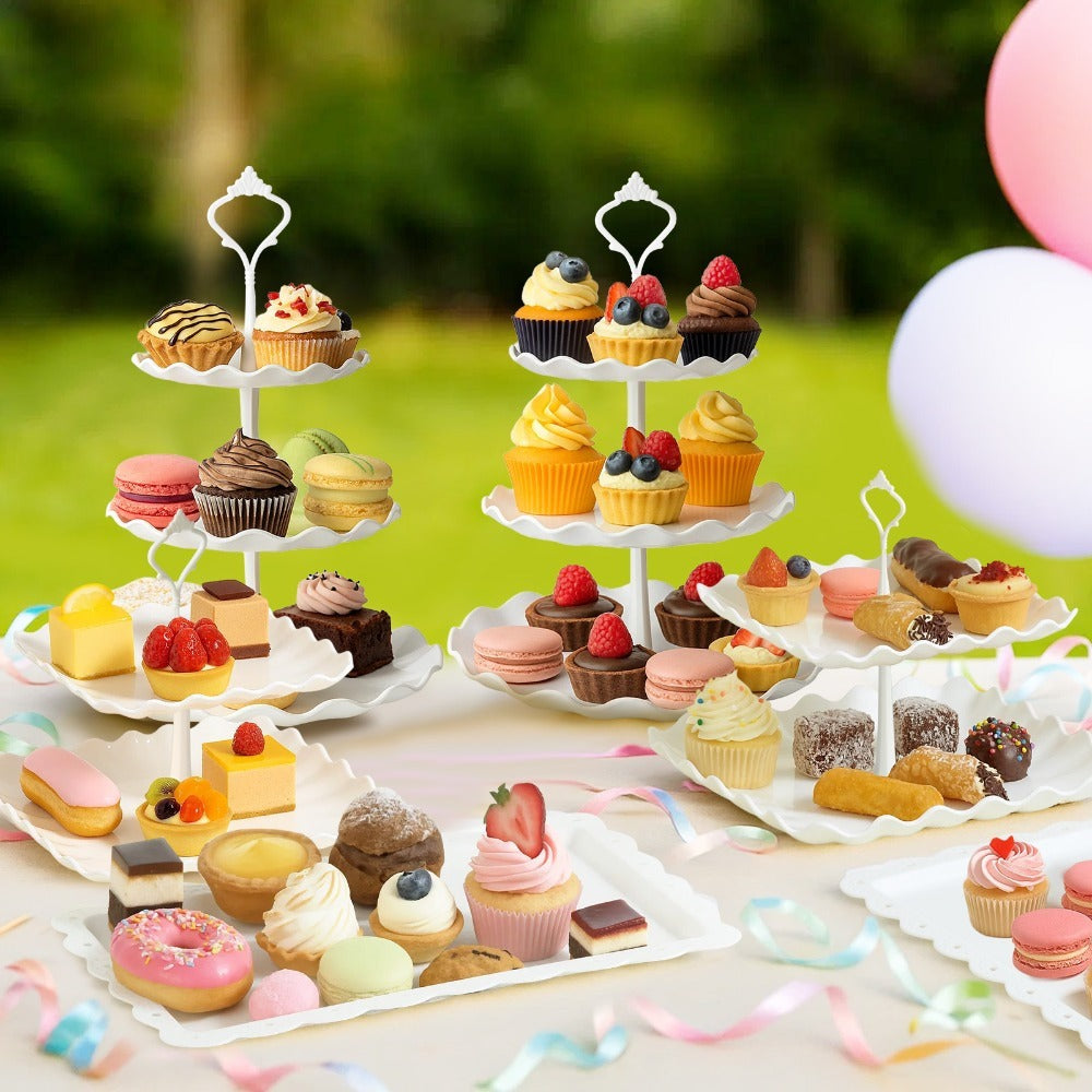 Cupcake Stand 2 & 3 Tier Cake Stand Appetiser Tray for Wedding Baby Shower Tea Party Birthday Celebration Dessert Display UK