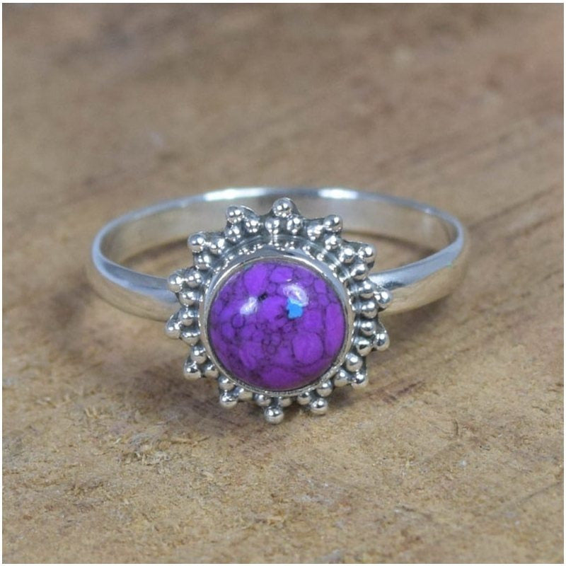 Ring Sterling Silver Gemstone Flower for layering and statement styling