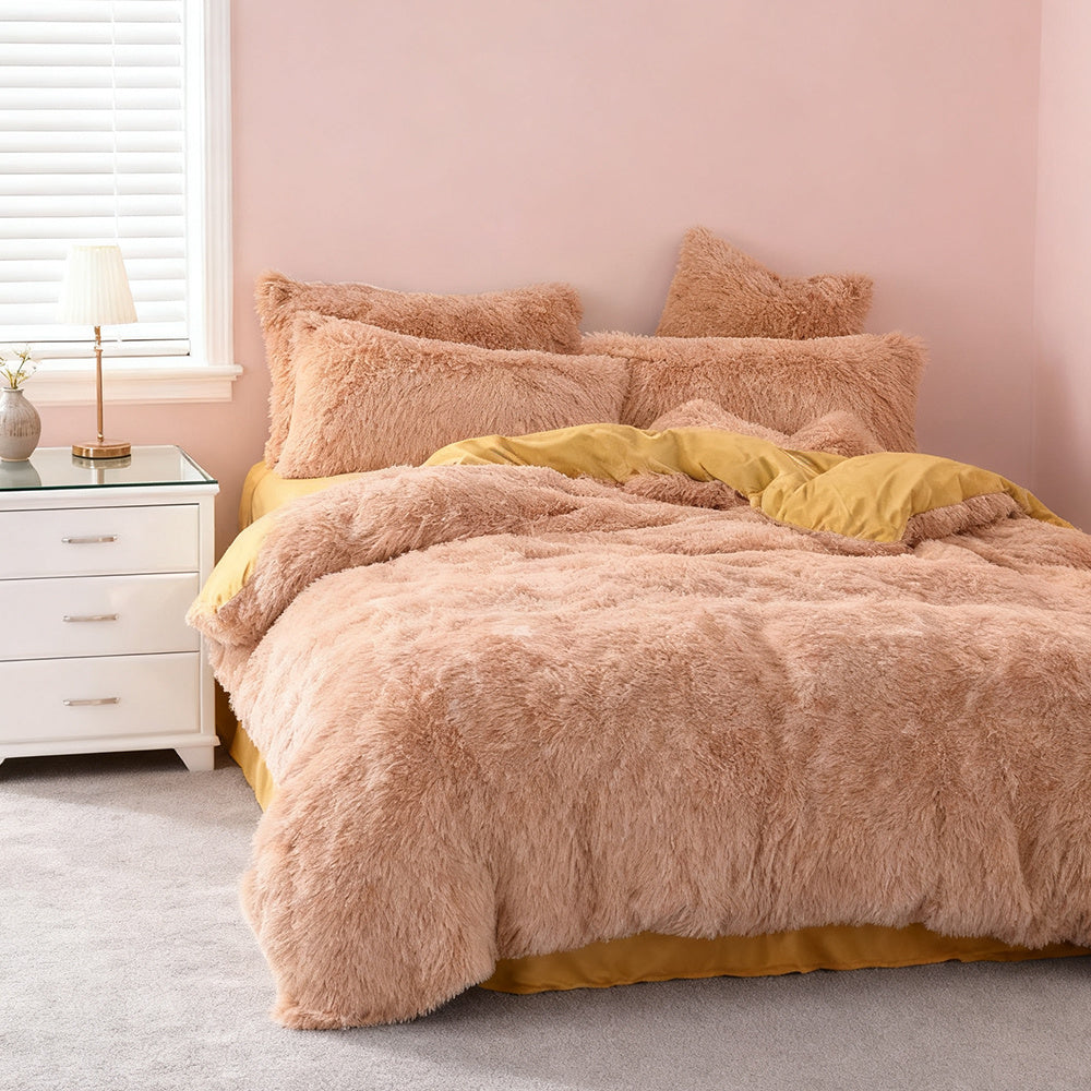 Water Mink Plush Super Soft and Thicken Autumn and Winter Bedding Set, Plush Comfortable Warm Duvet Cover Pillowcases Three-piece Set, Available in Various Colors, Down Duvet Cover, Zipper Closure Design, Single/Double/King/Super King