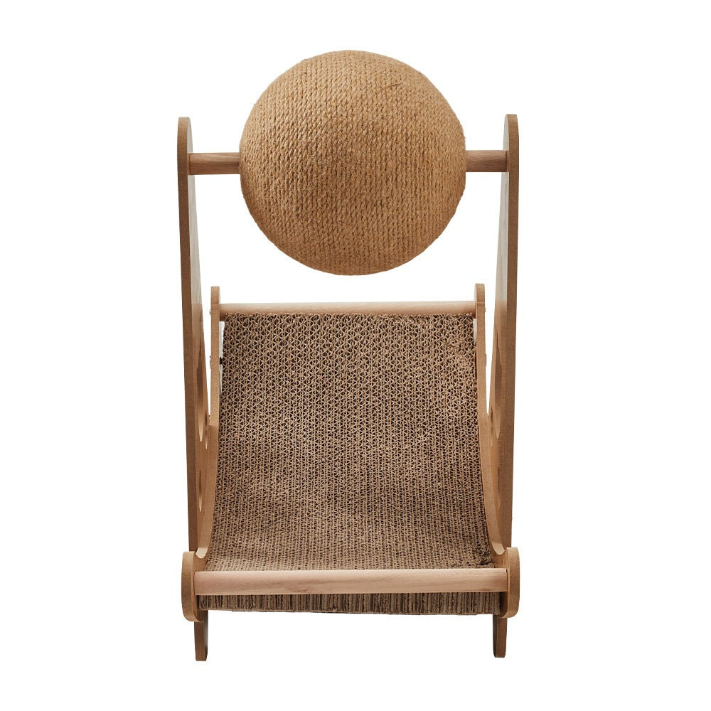 Cat Ball Scratcher with Solid Wood Stand Sisal Interactive Climbing Frame Scratching Post for Indoor Cats Kittens Furniture Protector Fun Exercise