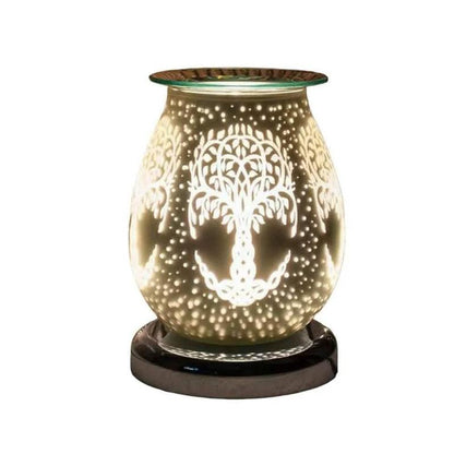 White Satin Tree Of Life Aroma Touch Lamp Wax Tart Warmer and Oil Burner Fragrance Diffuser