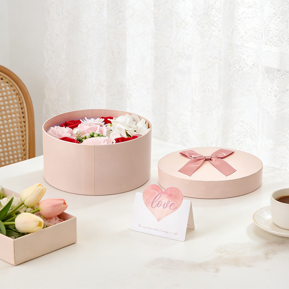 Bath Soap Gift Box, Artificial Flower Bouquet, card, Scented Rose Petal Gift for Valentine'S Day Anniversary, Christmas, Birthday Gift for Women, Girlfriend, Wife