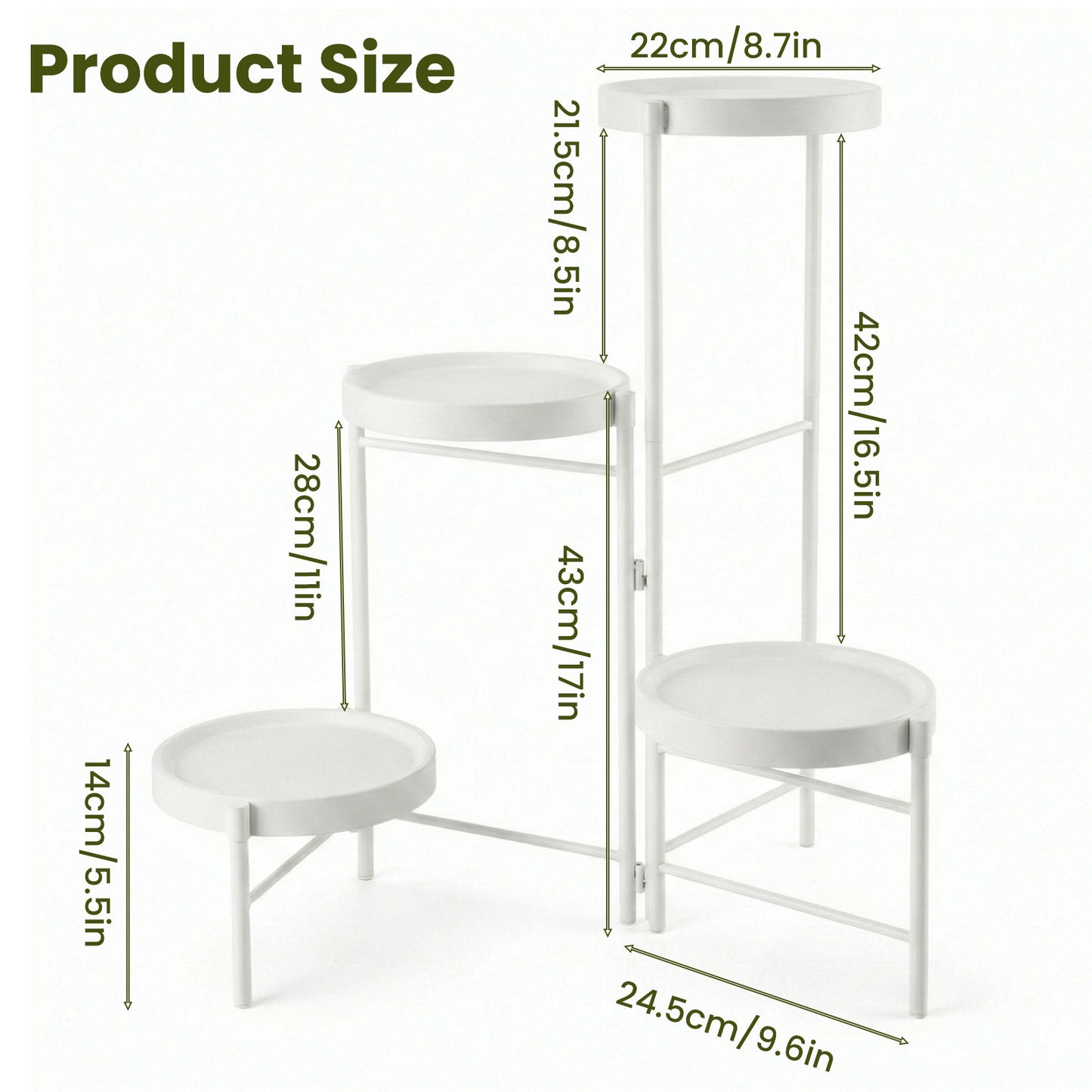 Metal Plant Stand with - Floor-Standing Indoor/Outdoor Shelf, Layered Flower Pot Display for Succulents, Herbs, Potted Plants - Sturdy Iron Shelf with - for Living Room, Balcony, - Modern & traditional Decor, -Free