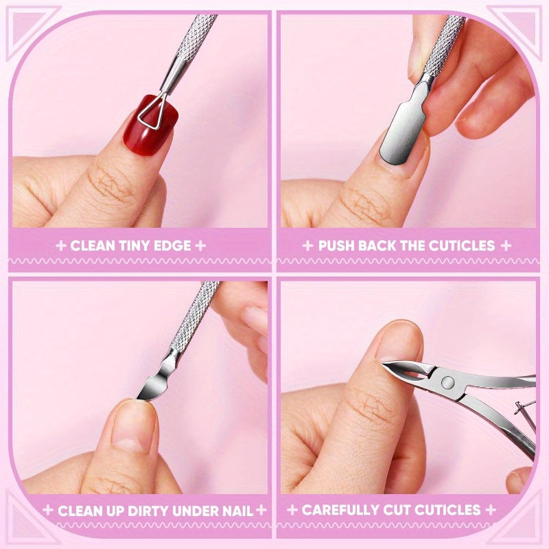 Professional Nail Art Kit 15pcs with 100/180 Grit Files, Buffer Sponge, Brush, Scissors, Cuticle Nippers & Pushers - Gel Polish Tools for Manicure, Pedicure, Home Salon Use, Nail Tech Supplies | Professional Nail Kit | Durable Construction