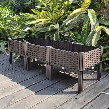 Raised Garden Bed Kit, Elevated Planter Boxes with Removable Legs, Plastic Raised Beds for Growing Veggie Herb Flower Indoor Outdoor, Easy Assembly, 116cm* 40cm* 36cm
