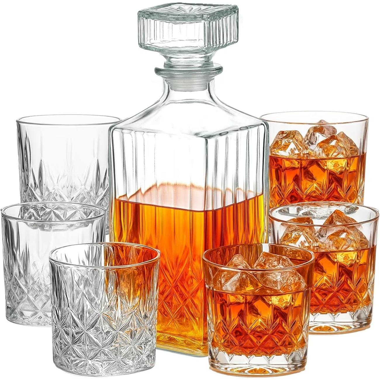 Seven-Piece Whisky Decanter Set – 1L Bottle & Six Glasses - product view 1