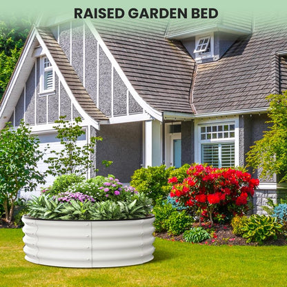 Galvanized Raised Garden Bed, Round Metal Planter Box with Open-Bottom Design, Heavy-Duty Steel Outdoor Flower Bed for Vegetables, Herbs, and Succulents, Easy Installation