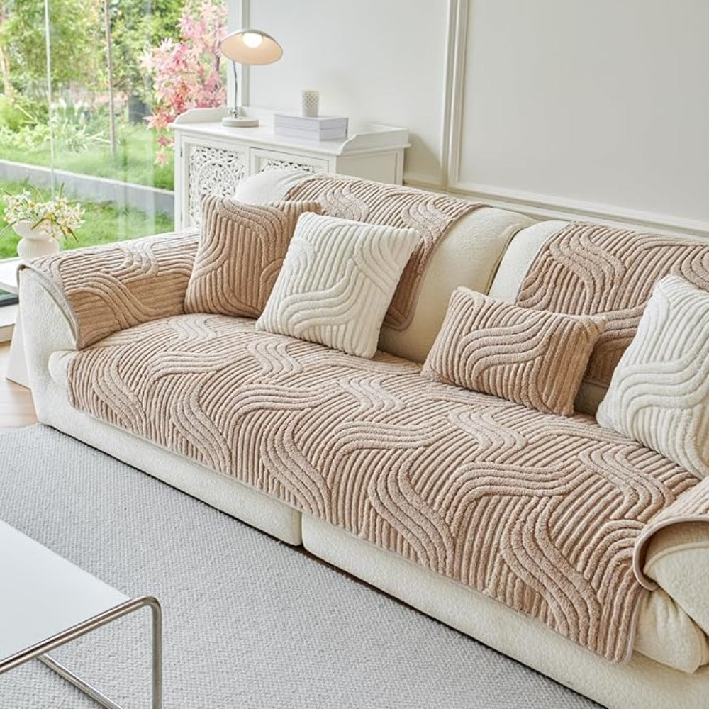 1pc Bohemian Style Soft Plush Sofa Cover, Pet-Friendly Non-Slip Couch Protector Covers, Machine Washable Polyester, All-Season Comfort for Living Room, Bedroom, Office Decor, Sectional Sofa Cover| Warm Home Decor| Machine Washable Furniture Protector Cove