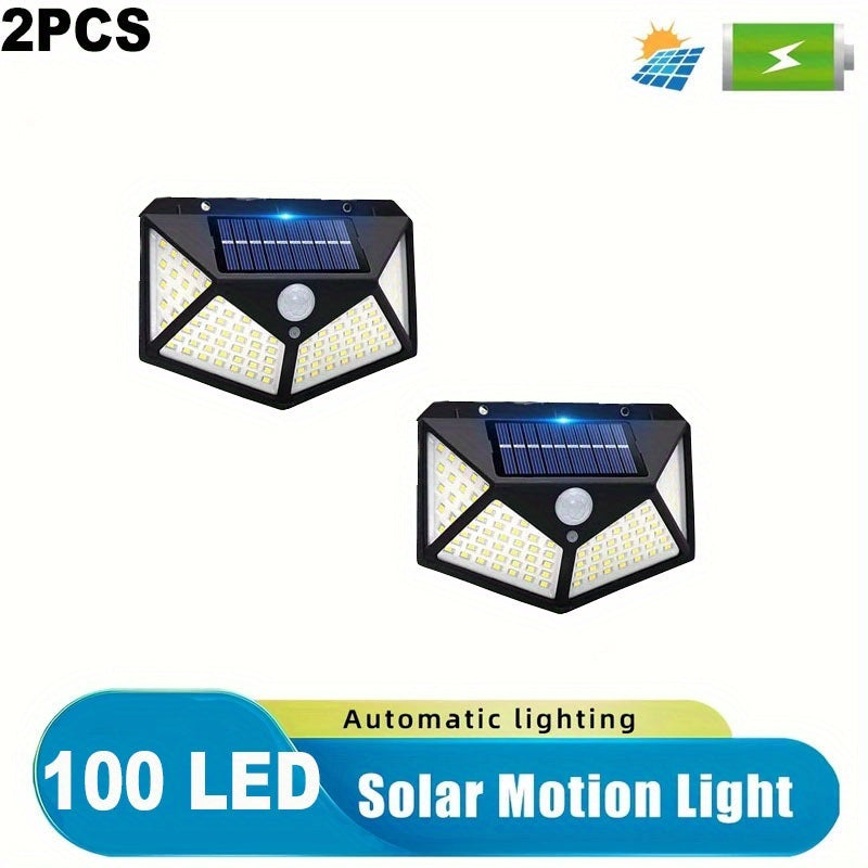 2-12pcs Outdoor Solar LED Lights, Garden Solar Lights IP65 with Motion Sensor, Four-sided Lighting Ultra-Bright Wall Lights, for Yard Garden Lawn Patio Courtyard Fences Driveway Pathway Decorations, Solar Lights