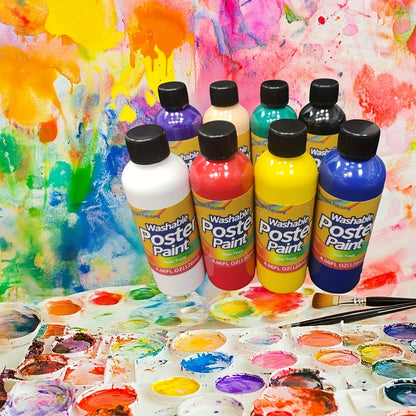 Washable Paints, 8 Colors Large Capacity (4.06fl.oz/120ml), Gifts Professional Art Painting Supplies