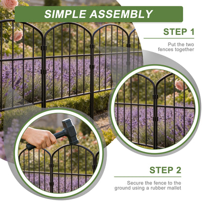 [3D] Metal Decorative Garden Fence Metal Fence Panels Mesh Fence Border Fence Edging Landscape Fencing Animal Barrier for Flower Bed, Yard, Dogs, Pond, 10pcs/ 25pcs
