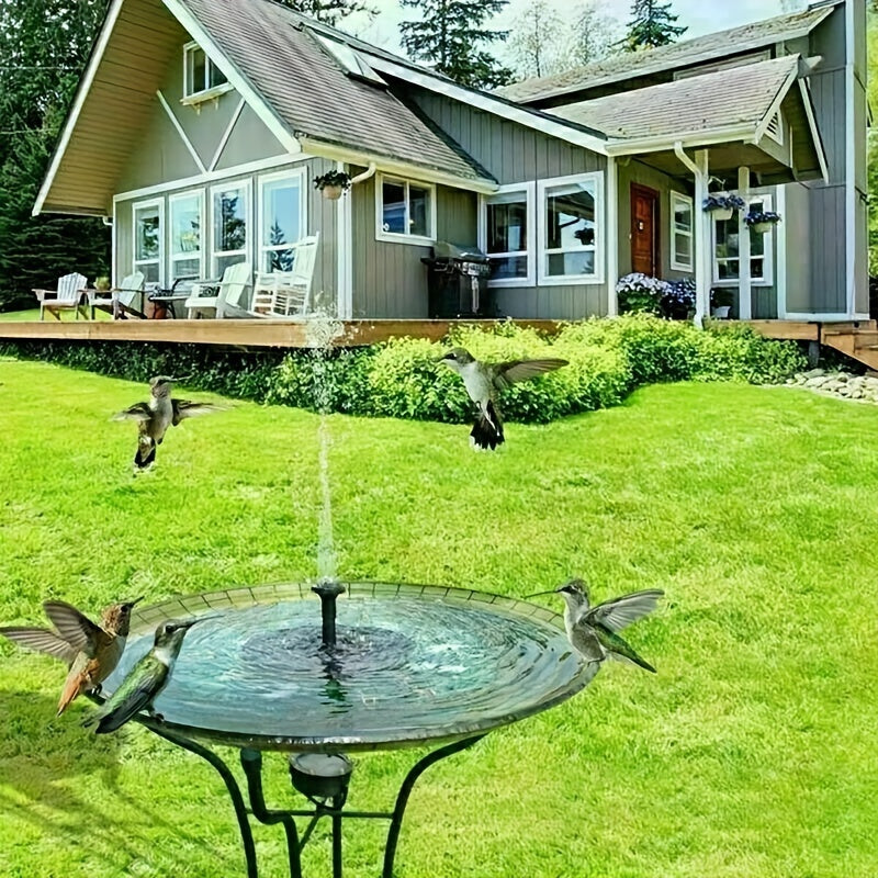 1.4W Solar Bird Bath Fountain Pump with Nozzles & Fixing Bars, IPX8 Free Standing Floating Solar Powered Garden Water Feature Aquarium Pump for Bird Bath, Pond, Pool, Outdoor Garden Home Decor