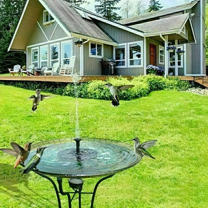 1.4W Solar Bird Bath Fountain Pump with Nozzles & Fixing Bars, IPX8 Free Standing Floating Solar Powered Garden Water Feature Aquarium Pump for Bird Bath, Pond, Pool, Outdoor Garden Home Decor