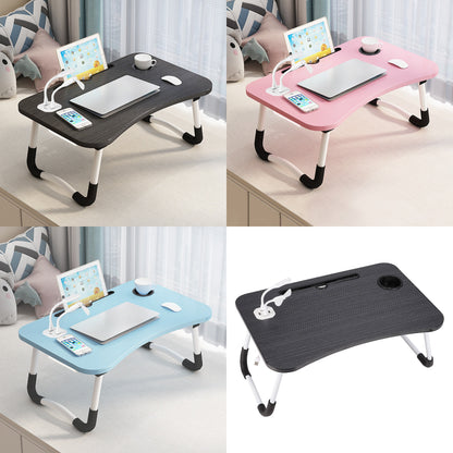 1pc Portable Laptop Desk with Cup Holder & Tablet Slot - Adjustable Bed Tray Table for Work/Eating, Foldable Sofa Desk for Living Room/Bedroom, 23.62×15.75×10.24inch