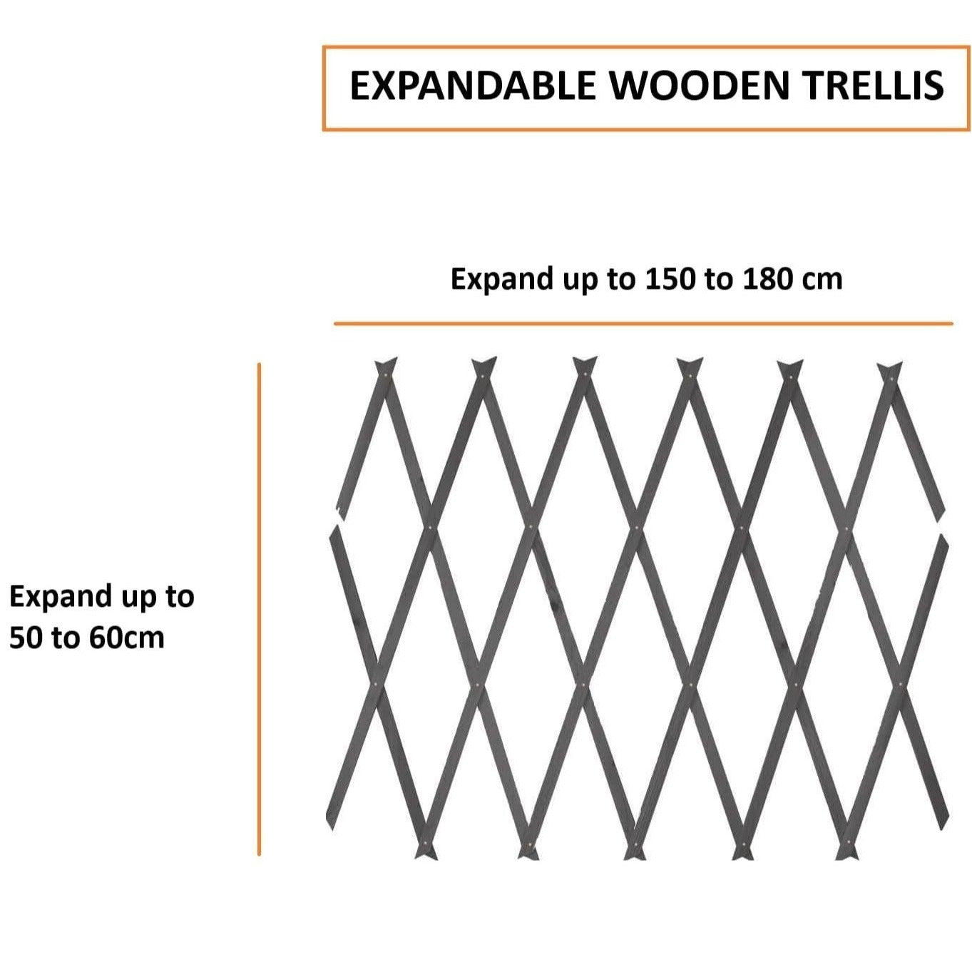 3 Pack Wooden Trellis Expandable Garden Wall For Climbing Plants Support 6 x 2ft (Grey)