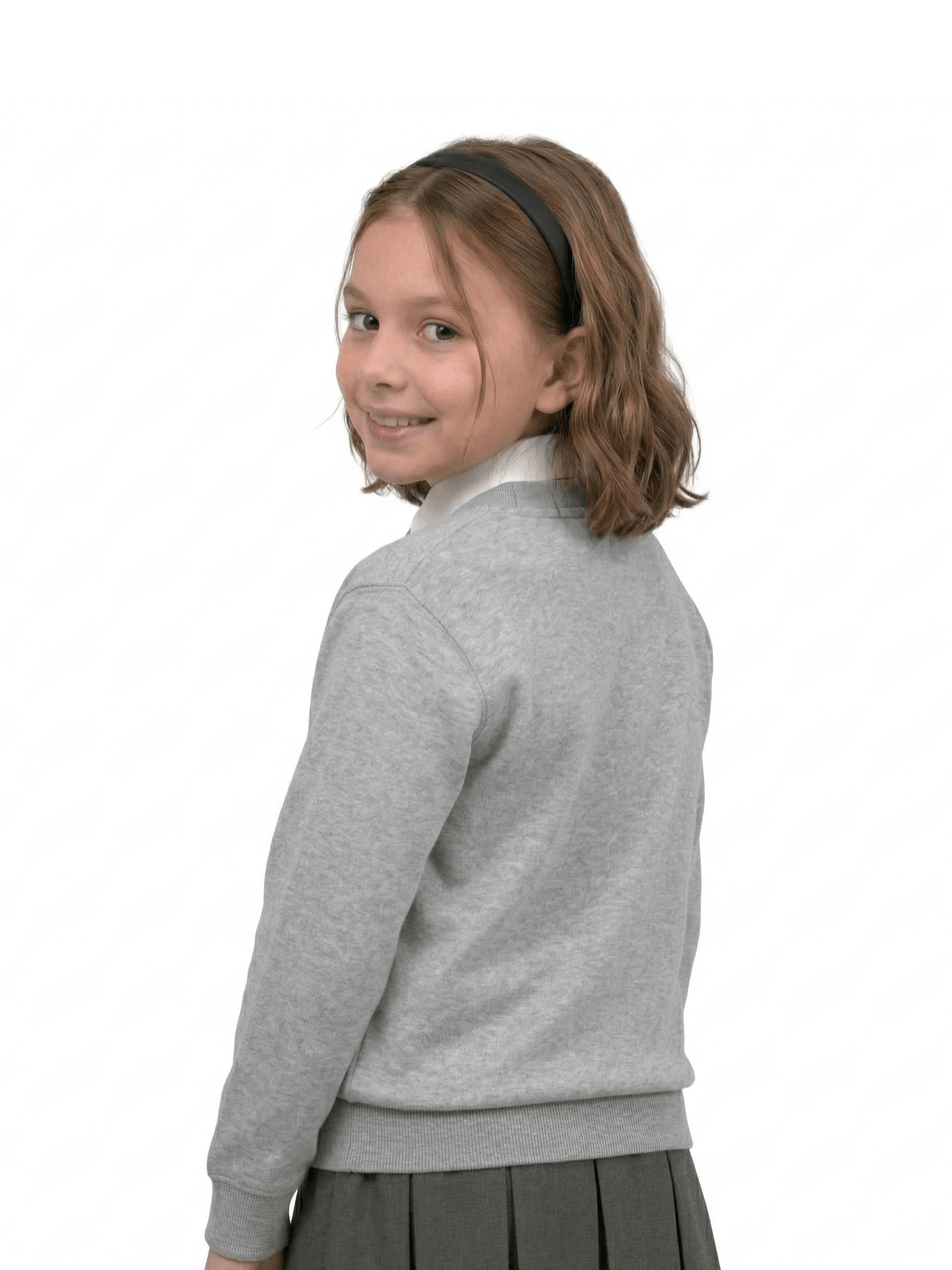 GW CLASSY OUTFIT Boys & Girls V-Neck School Jumper – Kids Unisex Long Sleeve Fleece Uniform Soft & Comfortable Sweatshirt