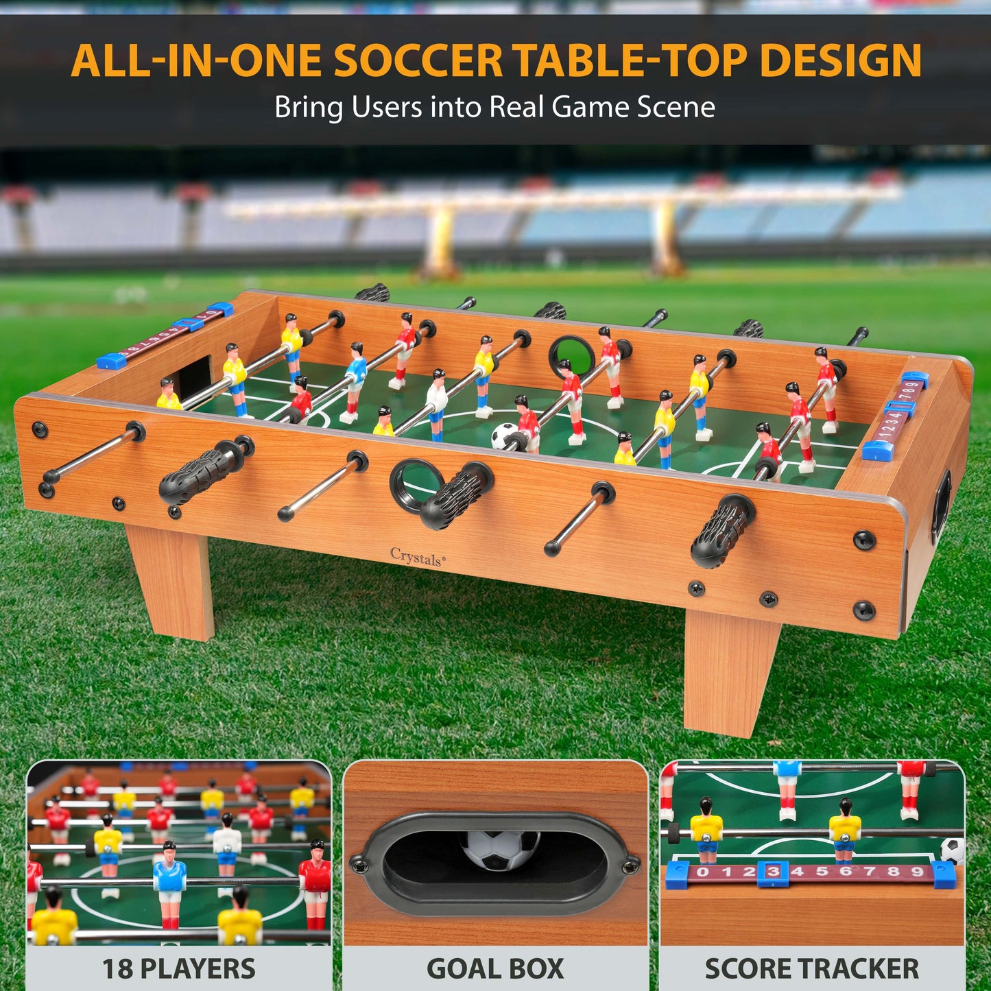 Wooden Table Football Game – Tabletop Foosball Soccer Game – Compact Table Top Football with Accessories, Fun Family Party Game & Xmas Gift Idea
