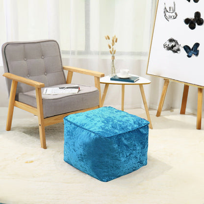 Fully Filled Velvet Bean Bag Footstool – Cube Pouffe Seat, 40×40×30cm, Soft Crush Velvet, Square Shape, Ideal as Foot Rest or Extra Seating