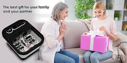Foldable Foot Massager with Heat, Temperature Control And Bubbles, Foot Spa with Touch Screen, 6 Rollers And Pumice Stones, Foot Soak,, The Perfect Gift Choice for Family And Friends
