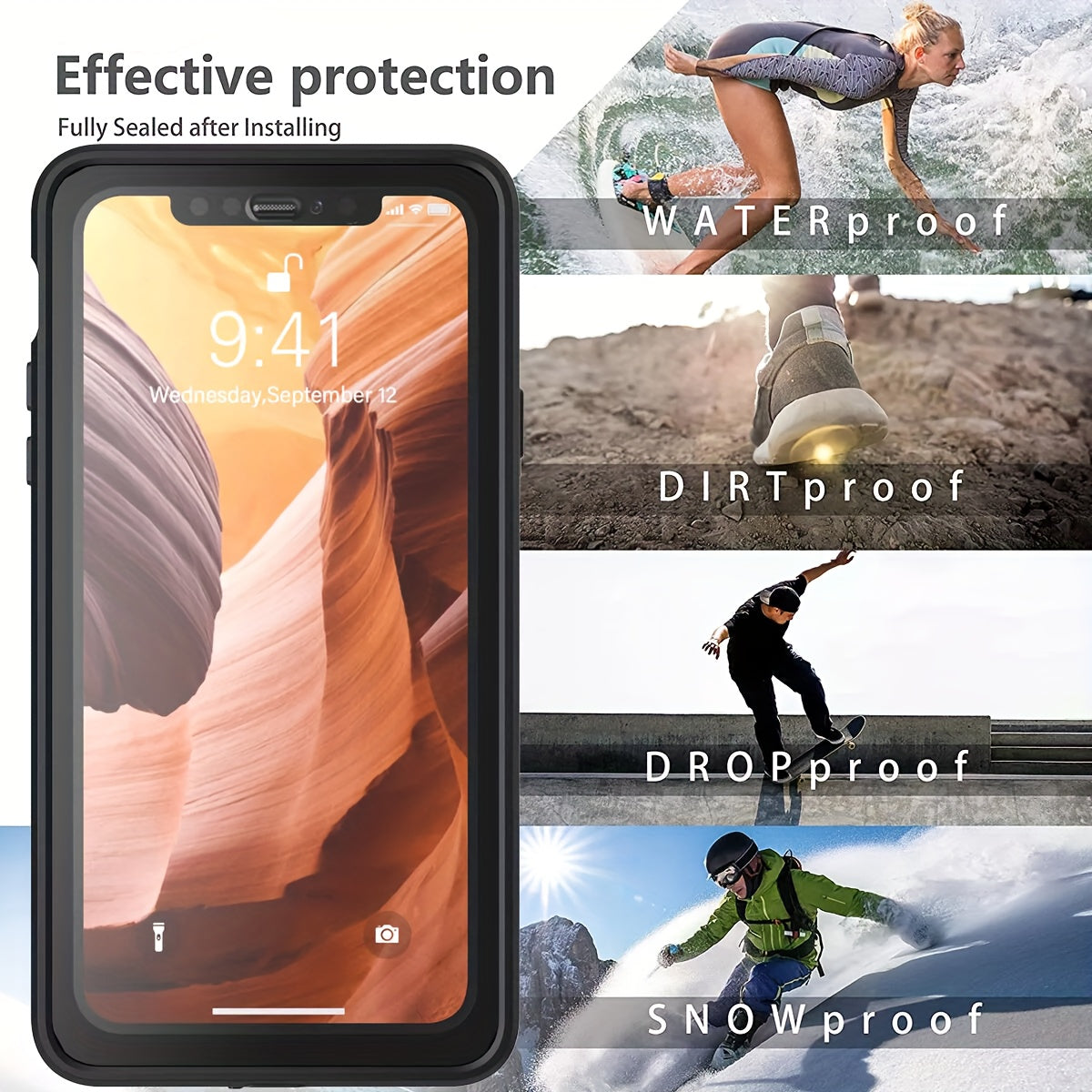 IP68 Waterproof 360° Full Body Case For iPhone 11 12 13 Pro Max Shockproof Dustproof Dirtproof Built-in Screen Protective Phone Case