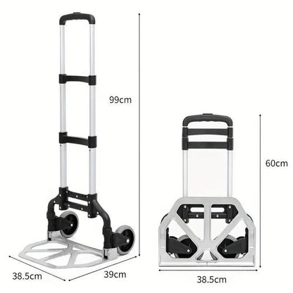 Folding Trolley Cart Heavy Duty 80kg Aluminium Alloy Collapsible Shopping Luggage Trolley with Wheels