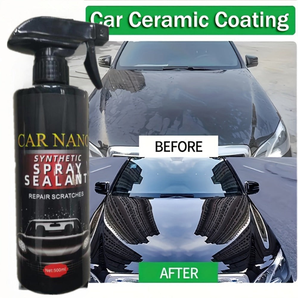Nano Ceramic Coating Spray 500ml High Gloss Car Wax & Paint Protection – Waterless Wash, Polymer Sealant, Water Repellent & Enhanced Shine for All Vehicle Paintwork