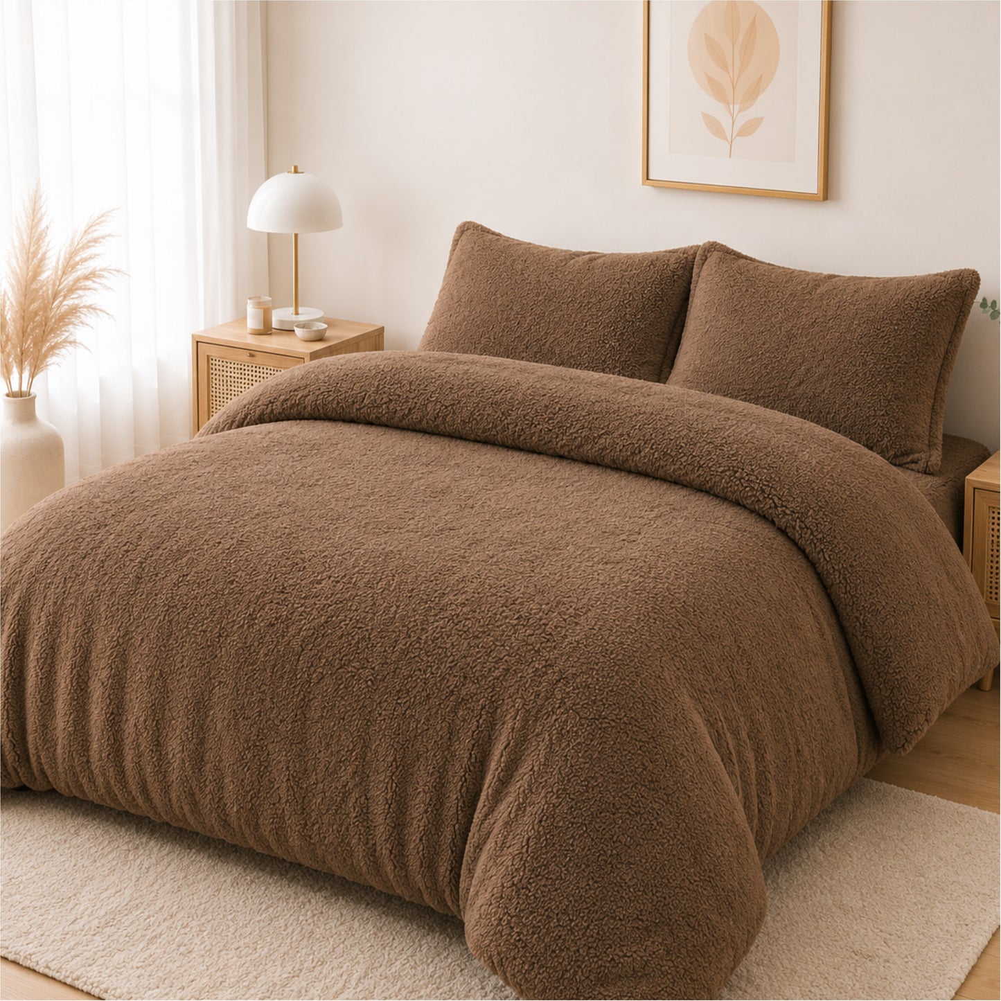 Duvet Cover Teddy Bear Fleece with Pillowcases in Single Double King Super King