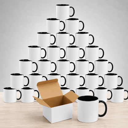 11oz Sublimation Ceramic Mugs with Glossy Finish, Heat Press Ready Coffee Cups for DIY Printing, Multicolor Bulk Pack Options Available in 6, 12, 24, 36, 48, 72 and 144 Pack