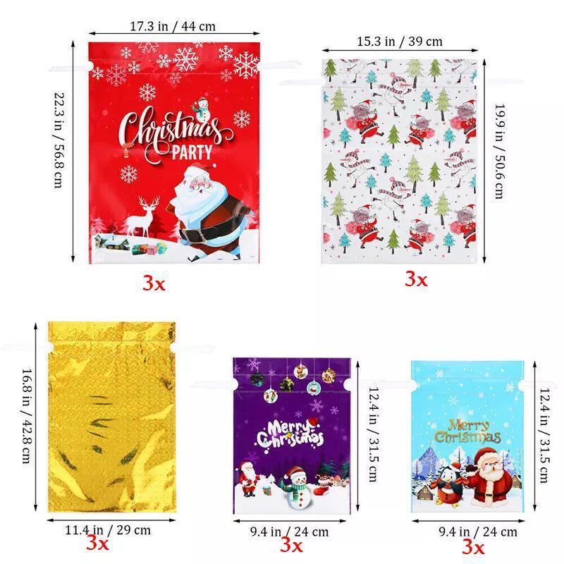 15/18X Large Christmas Sacks Reusable Foil Drawstring Wrap Present Gifts Party Bags, Big Gift Bags, Gift Bags Medium Size, Christmas Gift Ideas, Gift Bags, Clear Large Gift Bags, Holiday Presents, Festive Packaging, Shiny Gift Wrap Reusable.