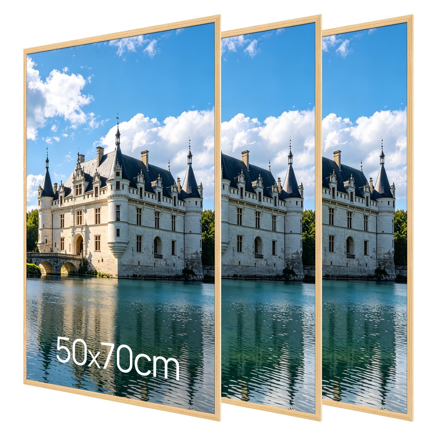 3 Pack Picture Frame 50Cm X 70Cm, 50X70 Picture Frame Black for Photo Gallery - Slide-In Strips, Horizontal Or Vertical Wall