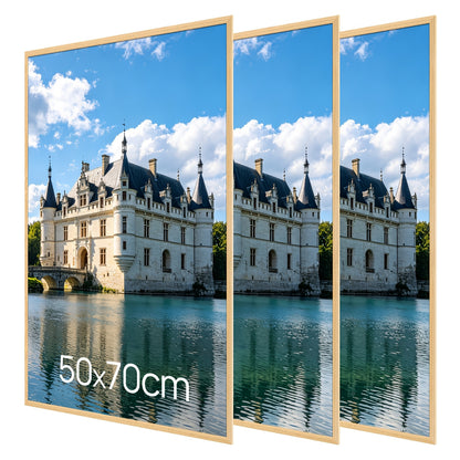 3 Pack Picture Frame 50Cm X 70Cm, 50X70 Picture Frame Black for Photo Gallery - Slide-In Strips, Horizontal Or Vertical Wall