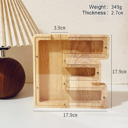 1 unique 18cm*18cm wooden letter jar - 26 creative A-Z letter storage containers, transparent design, birthday gift idea, home decoration, best friend gift, and functional holiday present.
