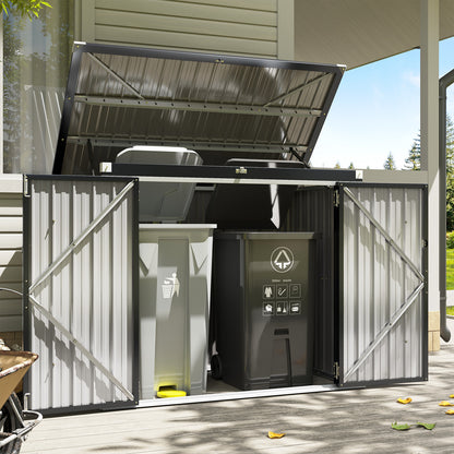 Patio Double-Door Outdoor Storage Shed | Lockable Security | Gas-Spring Lid | Ideal for Tool House, Pet Shelter, & Organizing (Large/Small)