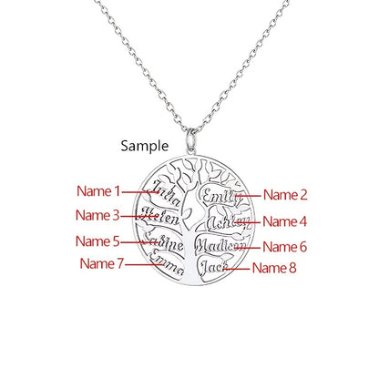 [Custom Tree of Life] 304L Stainless Steel Custom Tree of Life Necklace | Engraved with 1-8 Names | Family Name Jewelry Gift for Wives, Mothers, Grandmothers