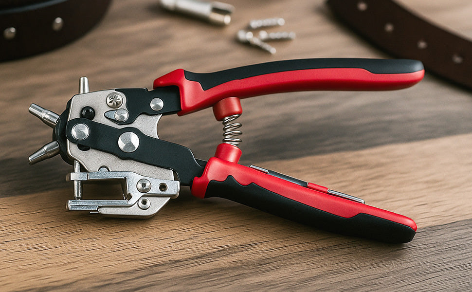 Leather Hole Punch Heavy Duty Rotary Belt Puncher with 6 Size and Ergonomic Non-Slip Handle for DIY, Craft Projects