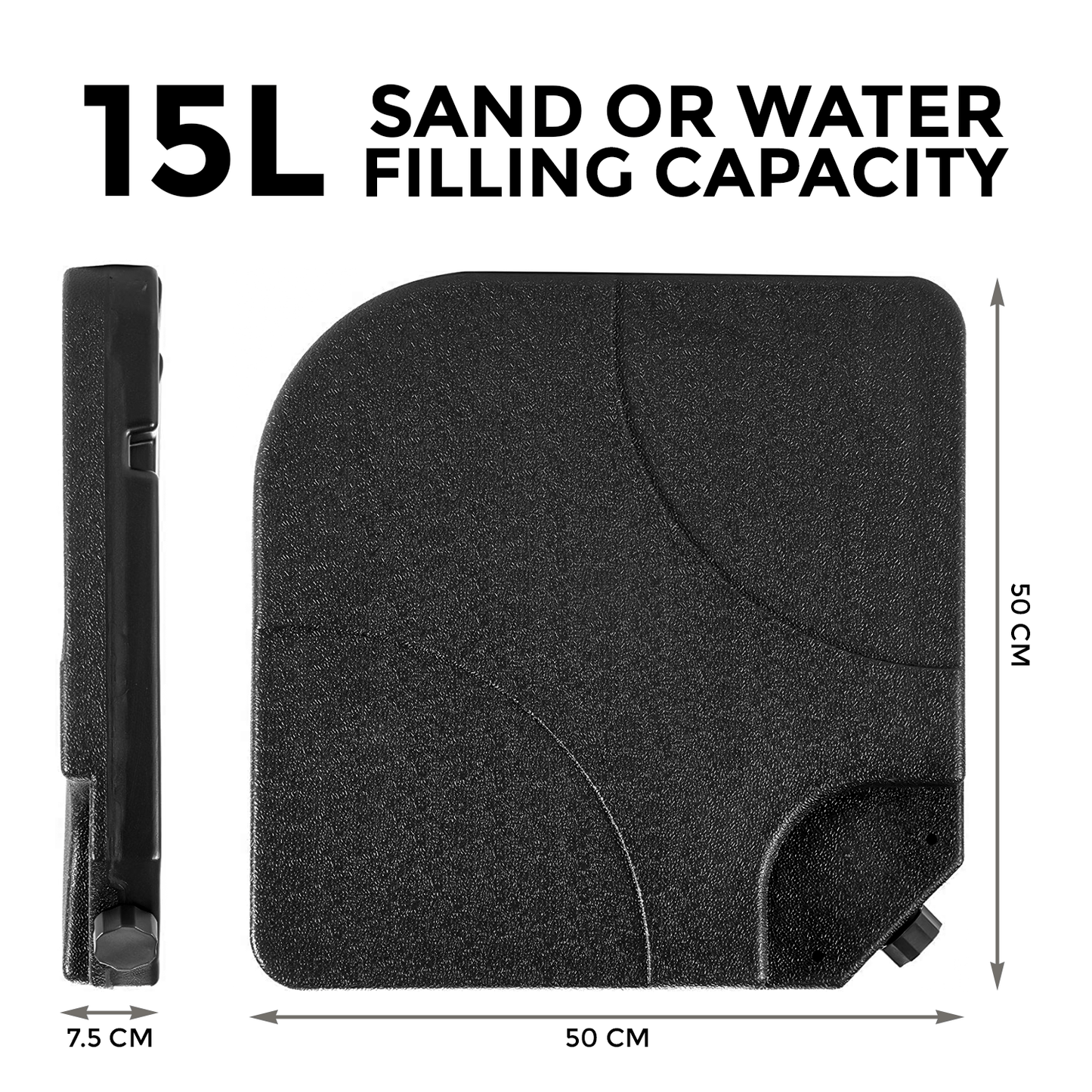 Set of 4 Outdoor Umbrella Cantilever Parasol Base Sand & Water Filled Weights by Crystals® (Square Shape Parasol Base)