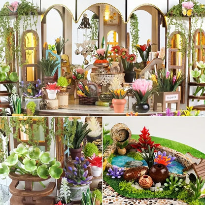 DIY Miniature House Kit, Tiny House Hanging Garden with Furniture, DIY Dollhouse Miniature Kit for Teen, Mini House Building kit, 3D Wooden Craft Mini Model Kit,Birthday Gifts Home Decor